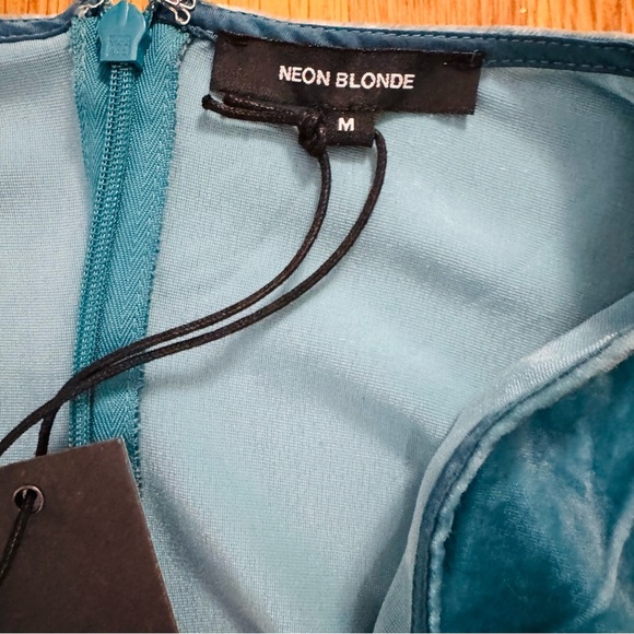 NEON BLONDE Blue Mini Dress with Deep V-Neck - Picture 8 of 8